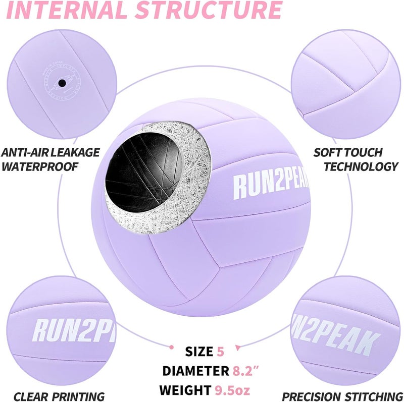 RUN2PEAK Soft Touch Volleyball Ball Gifts for Teen Girls Kids Youth Team Beginners Durable Volleyballs for Outdoor Indoor Beach Pool Water Play Official Size 5 Training Practice Volley Ball - Image 5